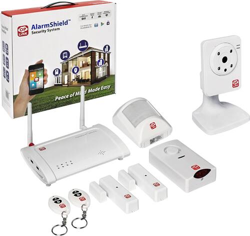 Oplink Connected - AlarmShield Wireless Security System with Wireless Camera - White - Larger Front