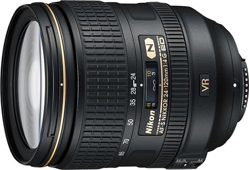 Nikon - AF-S NIKKOR 24-120mm f/4G ED VR Standard Zoom Lens - Black - Angle