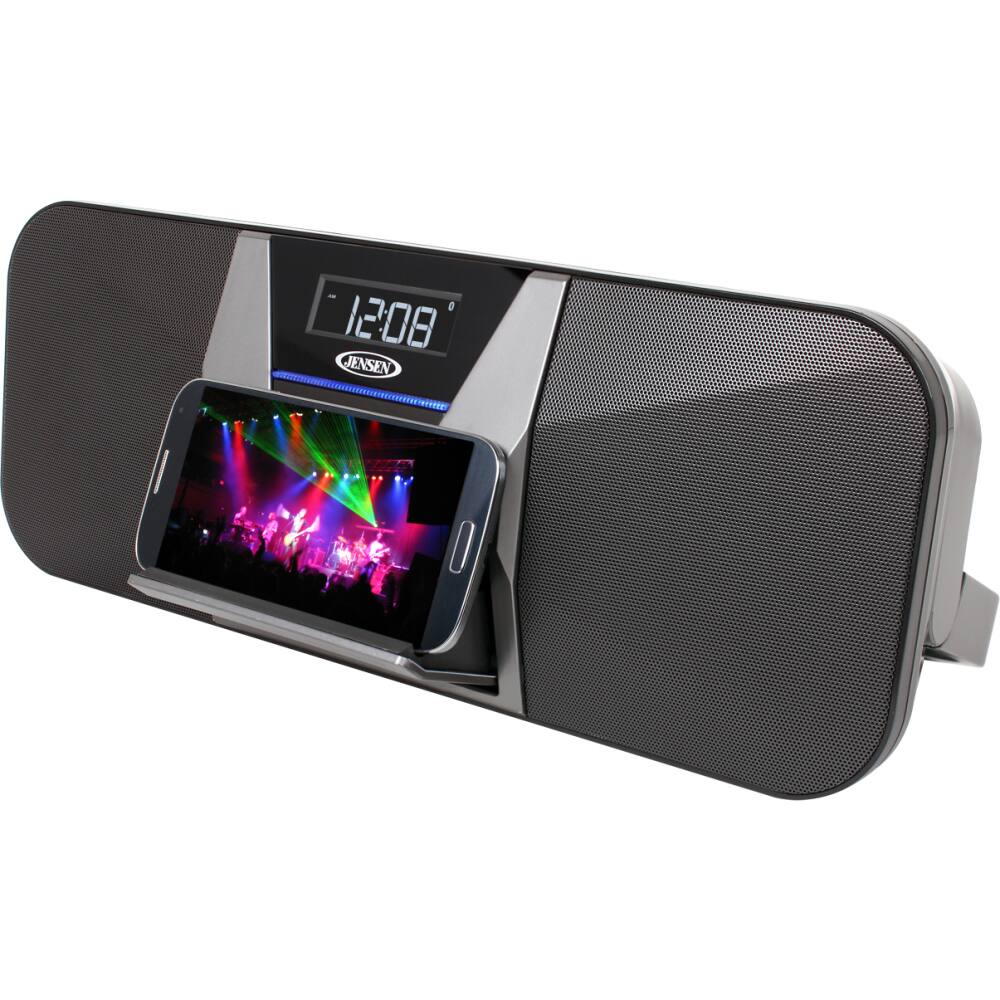 Jensen - Portable Bluetooth Speaker with Charging for All Smartphones - Black - Front Zoom