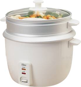 Elite - Cooker & Steamer - Aluminum Inner Pot, White - Angle