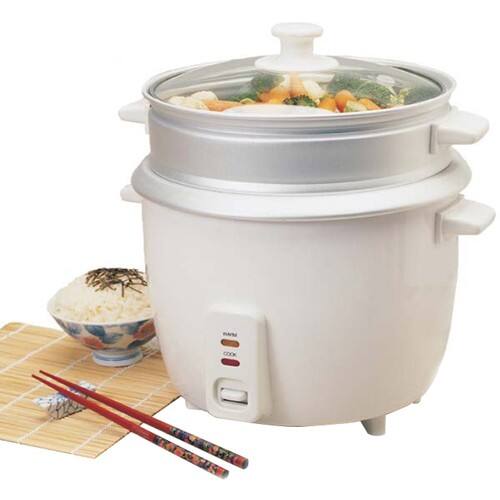 Elite - Cooker & Steamer - Aluminum Inner Pot, White - Larger Front