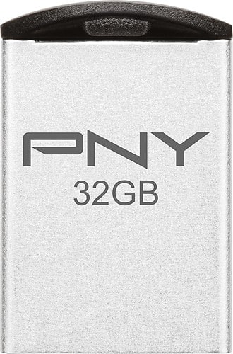 PNY - Micro Metal Attaché 32GB USB 2.0 Flash Drive - Matte Silver - Larger Front