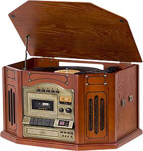 Grace Digital - Victoria Tunewriter III USB Recordable Turntable - Brown - Angle