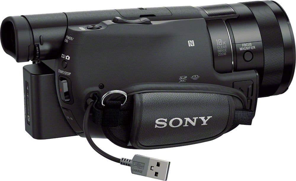 Sony - Prosumer AX100 4K HD Flash Memory Camcorder - Black - Left Zoom