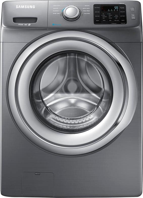 Samsung - 4.2 Cu. Ft. 9-Cycle High-Efficiency Steam Front-Loading Washer - Platinum - Larger Front