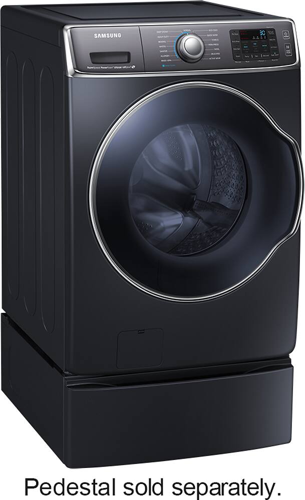 Samsung - 5.6 Cu. Ft. 15-Cycle High-Efficiency Steam Front-Loading Washer - Onyx - Angle Zoom
