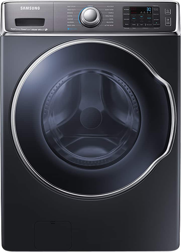 Samsung - 5.6 Cu. Ft. 15-Cycle High-Efficiency Steam Front-Loading Washer - Onyx - Front Zoom