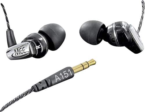 MEElectronics - Armature Series A151 Earbud Headphones - Black/Chrome - Larger Front