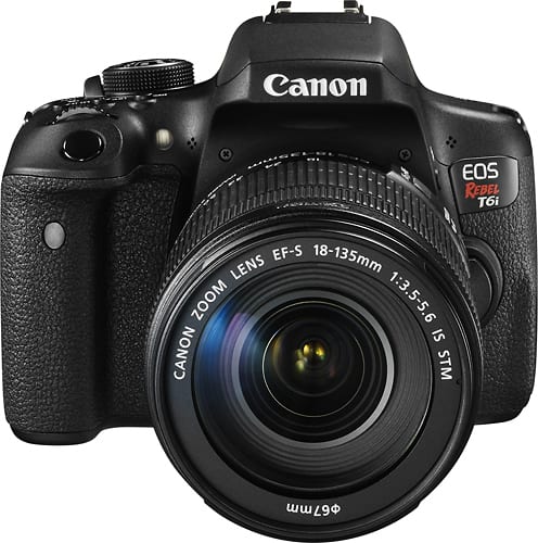 Canon - EOS Rebel T6i DSLR Camera with EF-S 18-135mm IS STM Lens - Black - Larger Front