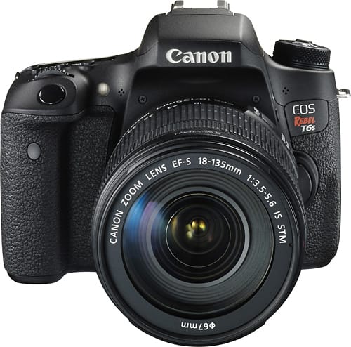 Canon - EOS Rebel T6s DSLR Camera with EF-S 18-135mm IS STM Lens - Black - Larger Front