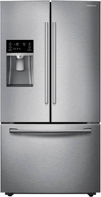 Samsung - 22.5 Cu. Ft. Counter-Depth French Door Refrigerator with Thru-the-Door Ice and Water - Stainless Steel - Larger Front