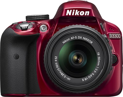 Nikon - D3300 DSLR Camera with 18-55mm VR Lens - Red - Larger Front