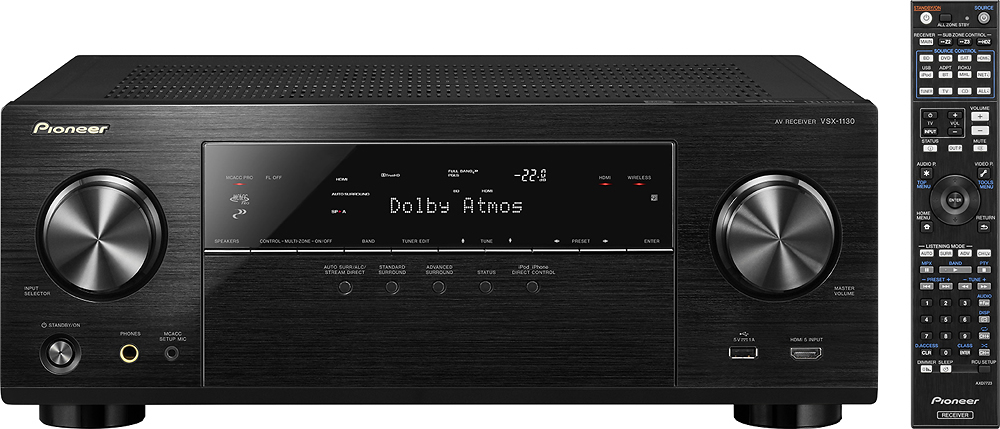 Pioneer VSX-1130-K 7.2-Channel AV Receiver with Built-In Bluetooth and Wi-Fi - Black