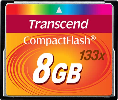 Transcend - 133x 8GB CF I Memory Card - Black - Larger Front