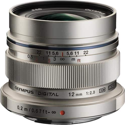 Olympus - M.Zuiko Digital ED 12mm f/2.0 Wide-Angle Lens for Most Micro Four Thirds Cameras - Silver - Angle