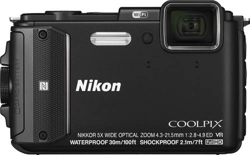 Nikon - Coolpix AW130 16.0-Megapixel Waterproof Digital Camera - Black - Larger Front