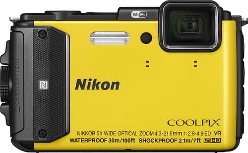Nikon - Coolpix AW130 16.0-Megapixel Waterproof Digital Camera - Yellow - Larger Front
