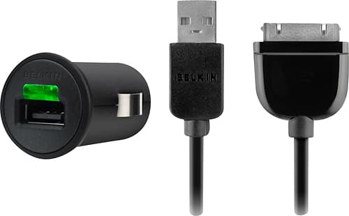 Belkin - Micro Car Charger for Samsung Galaxy Tablet I and II - Black - Larger Front