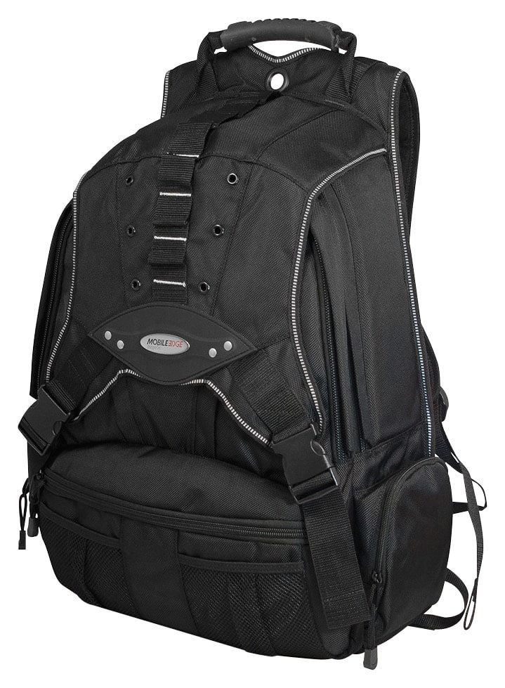 Mobile Edge - Premium Laptop Backpack for 17" Apple® MacBook® - Black/Silver - Larger Front