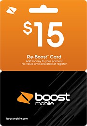 Boost Mobile ReBoost Immediate Delivery $15 Prepaid Wireless Airtime