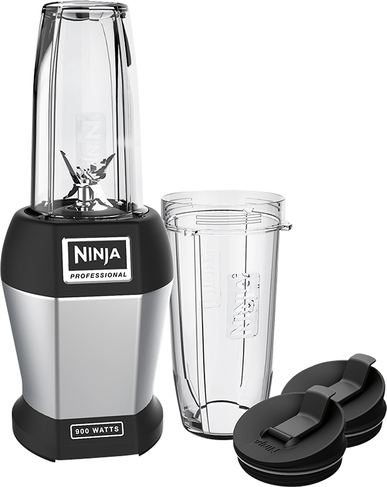 Ninja - Nutri Ninja Pro 24-Oz. Blender - Black/Silver - Angle Zoom