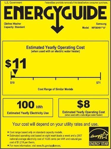 Samsung - 5.6 Cu. Ft. 15-Cycle High-Efficiency Steam Front-Loading Washer - White - Energy Guide