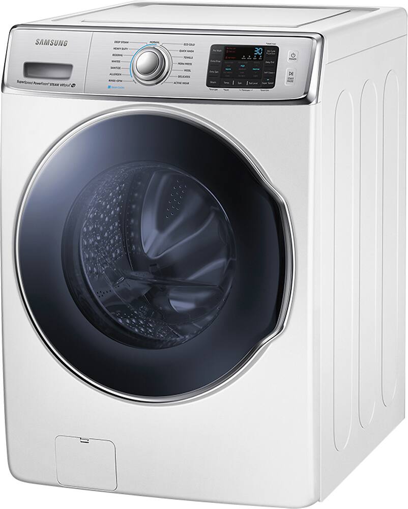Samsung - 5.6 Cu. Ft. 15-Cycle High-Efficiency Steam Front-Loading Washer - White - Left Zoom
