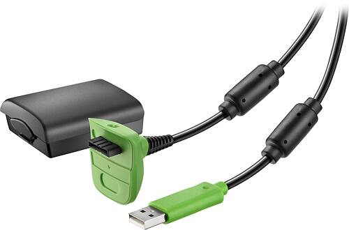 Insignia™ - Charge & Play Kit for Xbox 360 - Green/Black - Larger Front