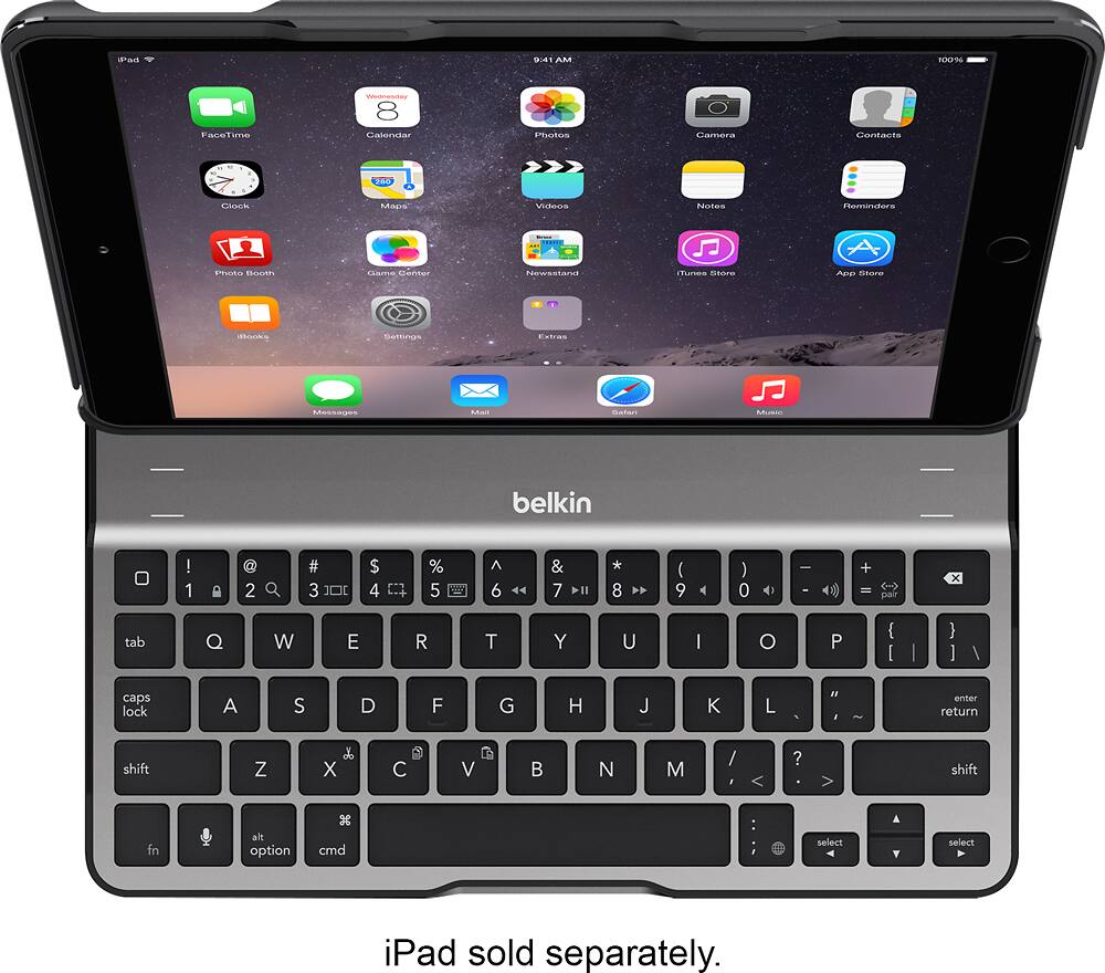 Belkin - Ultimate Keyboard Case for Apple® iPad® Air 2 - Gray/Black - Front Zoom