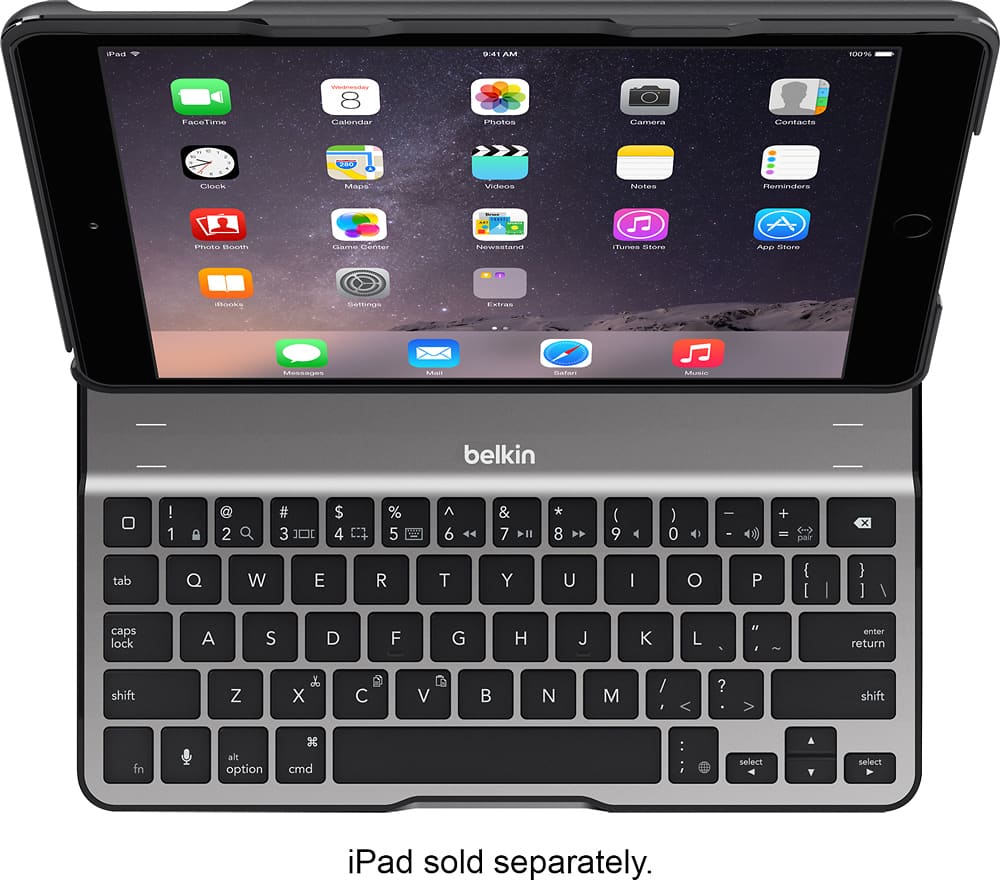 Belkin - Ultimate Keyboard Case for Apple® iPad® Air 2 - Gray/Black - Front Zoom