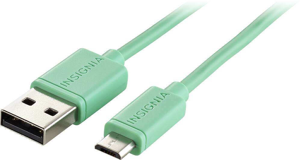 Insignia™ - 3' Micro USB-to-USB Type A Charge-and-Sync Cable - Sea Green - Front Zoom