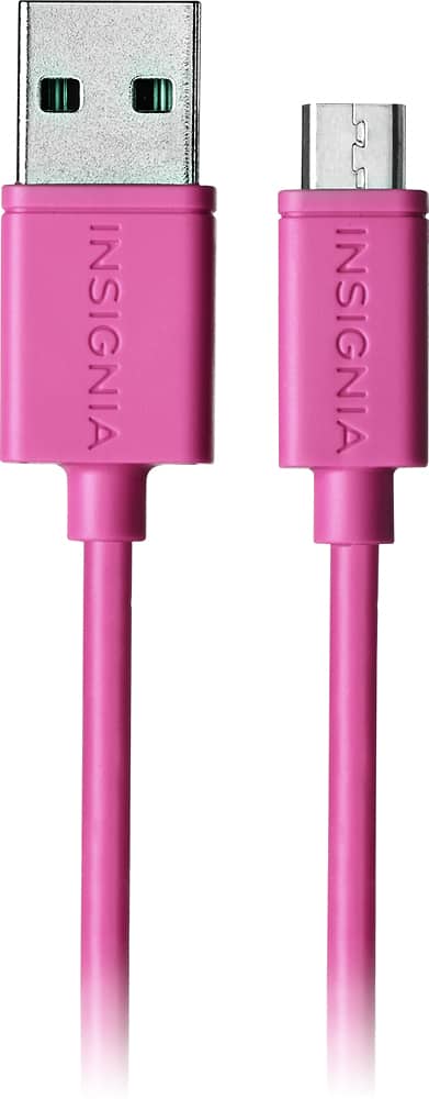 Insignia™ - 3' Micro USB-to-USB Type A Charge-and-Sync Cable - Hot Pink - AlternateView12 Zoom