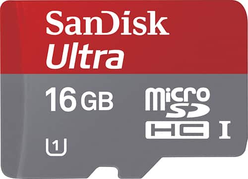 SanDisk - Ultra 16GB microSDHC Class 10 Memory Card - Black - Larger Front