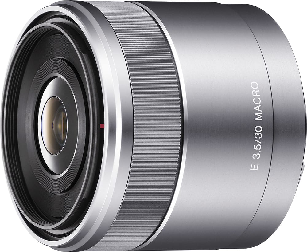 Sony - 30mm f/3.5 Macro Lens for Most Sony NEX Compact System Cameras - Silver - Left Zoom