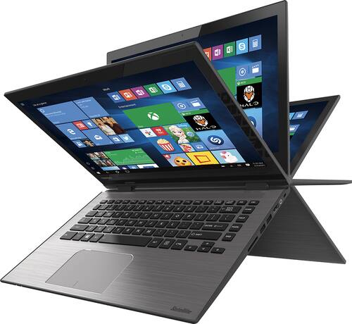 Toshiba - Satellite Radius 2-in-1 14" Touch-Screen Laptop - AMD FX-Series - 8GB Memory - 750GB Hard Drive - Brushed Black/Brushed Metal - Larger Front
