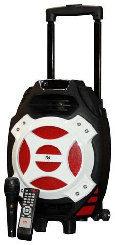 Nutek - Portable Bluetooth Trolley Speaker - Black/Red - Larger Front