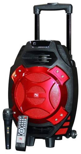 Nutek - Portable Bluetooth Trolley Speaker - Black/Red - Larger Front