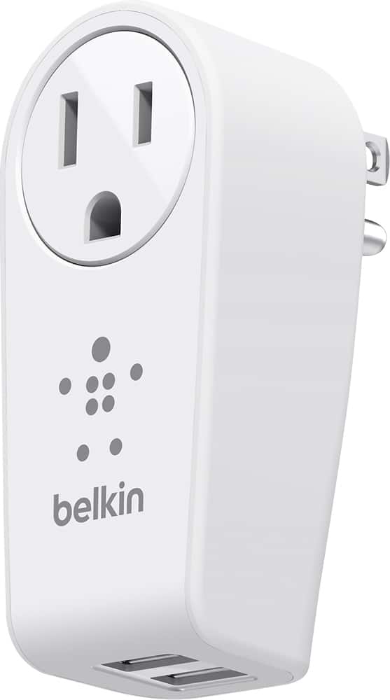 Belkin - Boost Up 2-Port Swivel Charger and Outlet - White - Front Zoom
