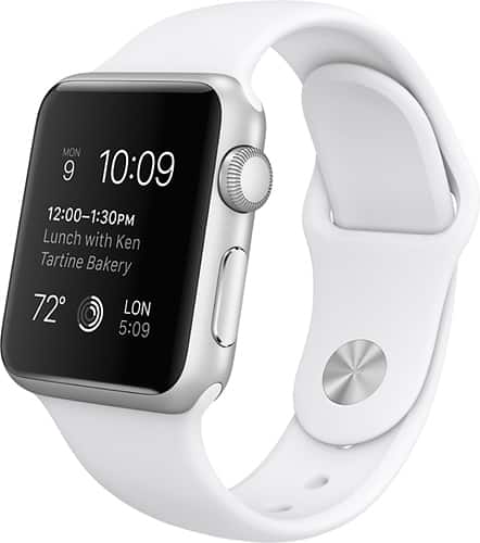 Apple - Apple Watch™ Sport 38mm Silver Aluminum Case - White Sports Band - Larger Front