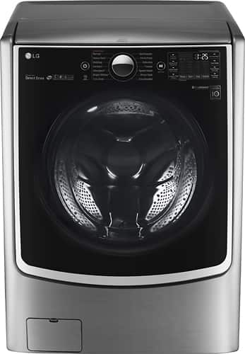 LG - 4.5 Cu. Ft. 14-Cycle High-Efficiency Front-Loading Washer with Steam and Wi-Fi Connectivity - Graphite Steel - Larger Front