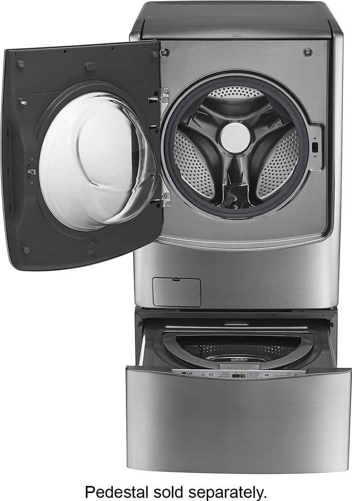 LG - 4.5 Cu. Ft. 14-Cycle High-Efficiency Front-Loading Washer with Steam and Wi-Fi Connectivity - Graphite Steel - AlternateView14 Zoom