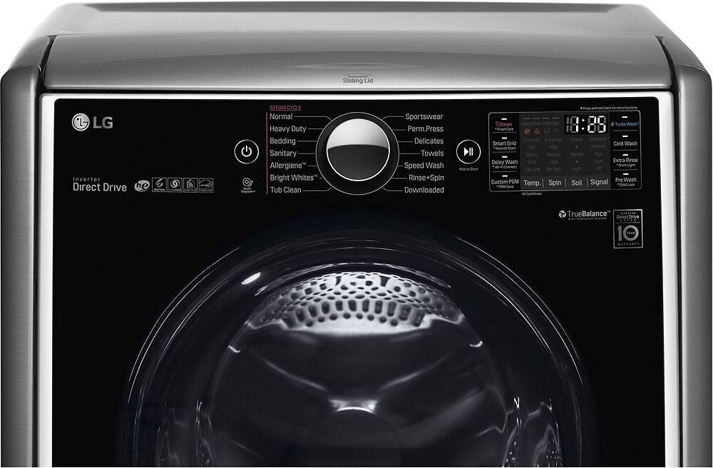 LG - 4.5 Cu. Ft. 14-Cycle High-Efficiency Front-Loading Washer with Steam and Wi-Fi Connectivity - Graphite Steel - AlternateView2 Zoom