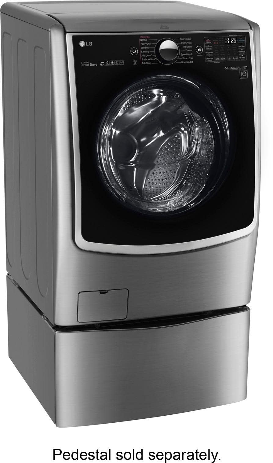 LG - 4.5 Cu. Ft. 14-Cycle High-Efficiency Front-Loading Washer with Steam and Wi-Fi Connectivity - Graphite Steel - Left Zoom