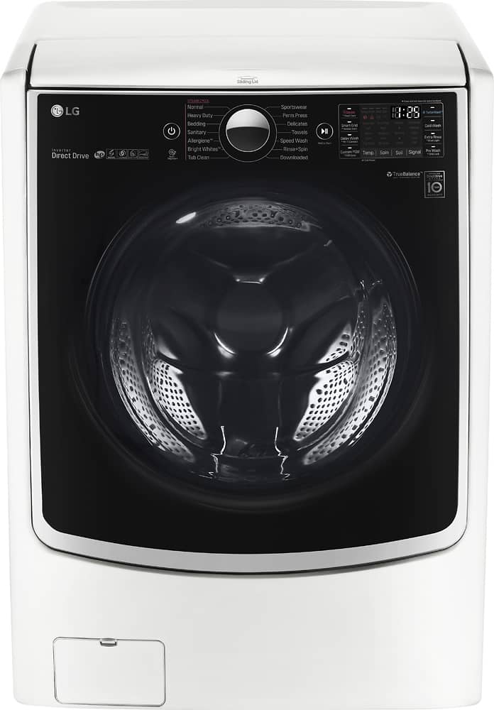 LG - 4.5 Cu. Ft. 14-Cycle High-Efficiency Front-Loading Washer with Steam and Wi-Fi Connectivity - White - Front Zoom