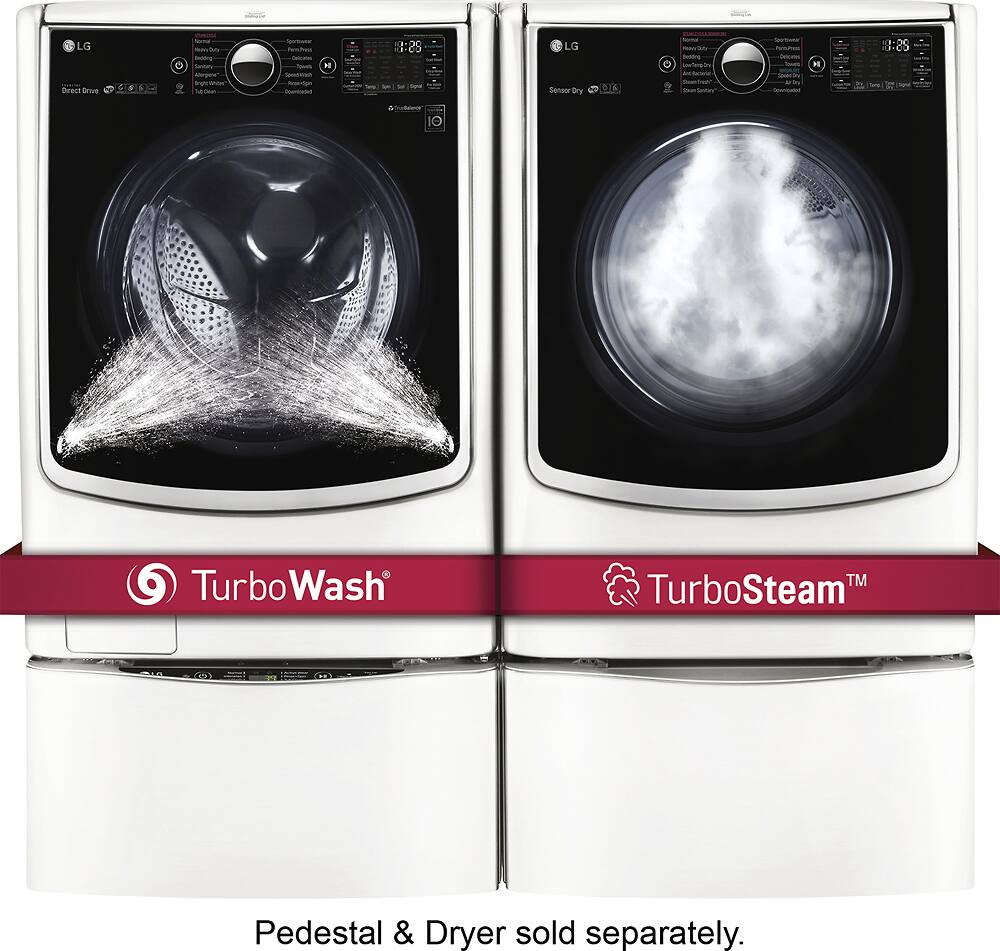 LG - 4.5 Cu. Ft. 14-Cycle High-Efficiency Front-Loading Washer with Steam and Wi-Fi Connectivity - White - AlternateView13 Zoom