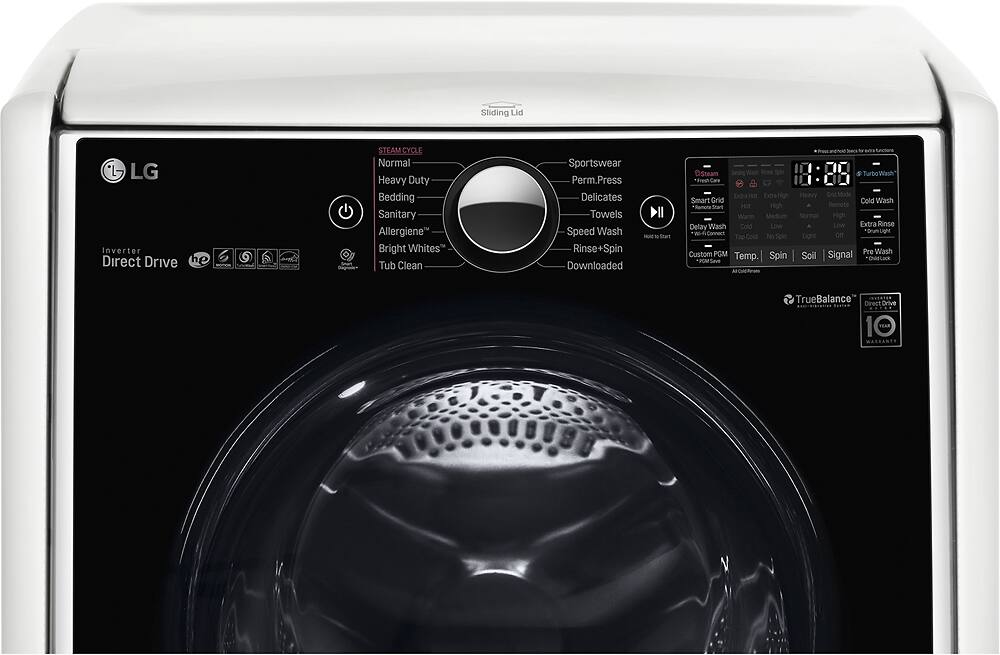 LG - 4.5 Cu. Ft. 14-Cycle High-Efficiency Front-Loading Washer with Steam and Wi-Fi Connectivity - White - AlternateView2 Zoom