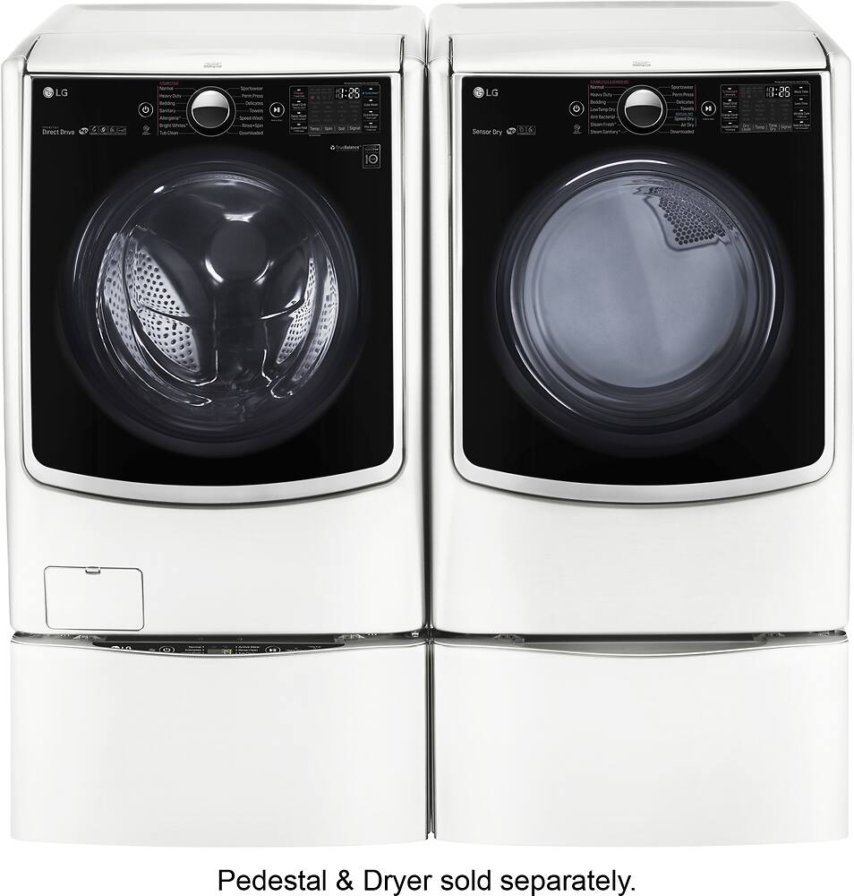 LG - 4.5 Cu. Ft. 14-Cycle High-Efficiency Front-Loading Washer with Steam and Wi-Fi Connectivity - White - AlternateView6 Zoom