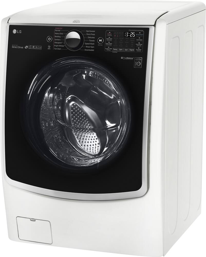 LG - 4.5 Cu. Ft. 14-Cycle High-Efficiency Front-Loading Washer with Steam and Wi-Fi Connectivity - White - Left Zoom