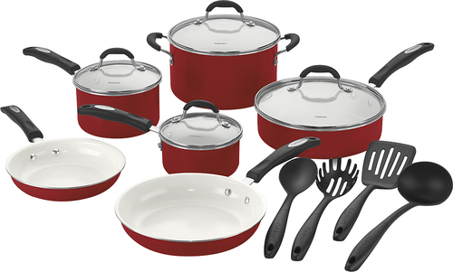 Cuisinart - Classic 14-Piece Cookware Set - Red - Angle