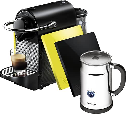 Nespresso - Pixie Clip Espresso Maker/Coffeemaker - Black/Lemon Neon - Angle